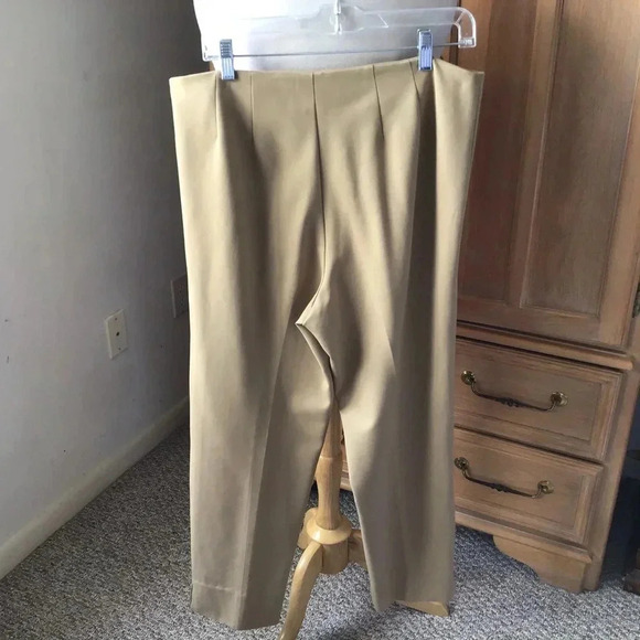 Leggiadro camel stretch cotton crop pants side zip Size 14 - Picture 3 of 7